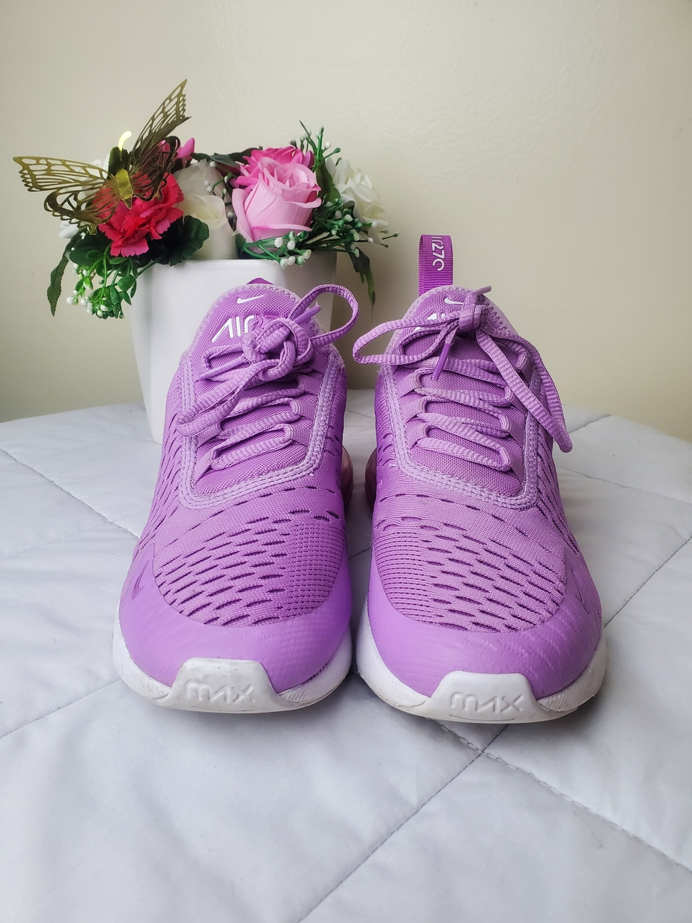 Nike Air Max 270 Women's Athletic Sneakers - Purple Size 4Y - Picture 4 of 7